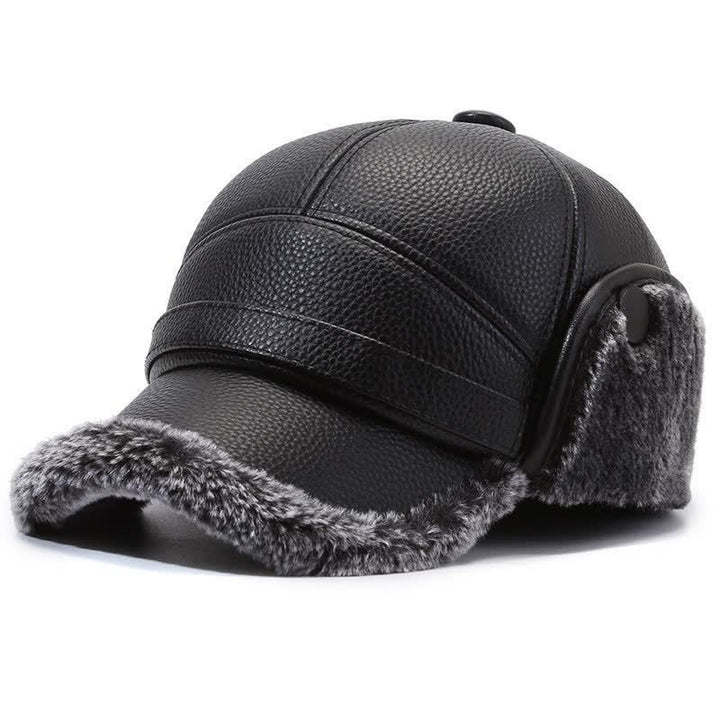 Cappello da baseball con paraorecchie in pile di pelle PU