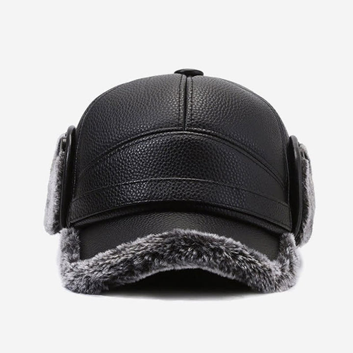 Cappello da baseball con paraorecchie in pile di pelle PU