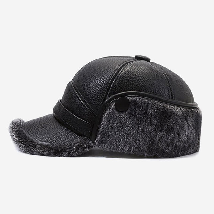 Cappello da baseball con paraorecchie in pile di pelle PU