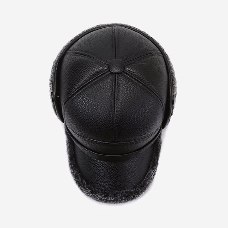 Cappello da baseball con paraorecchie in pile di pelle PU