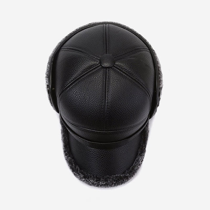 Cappello da baseball con paraorecchie in pile di pelle PU