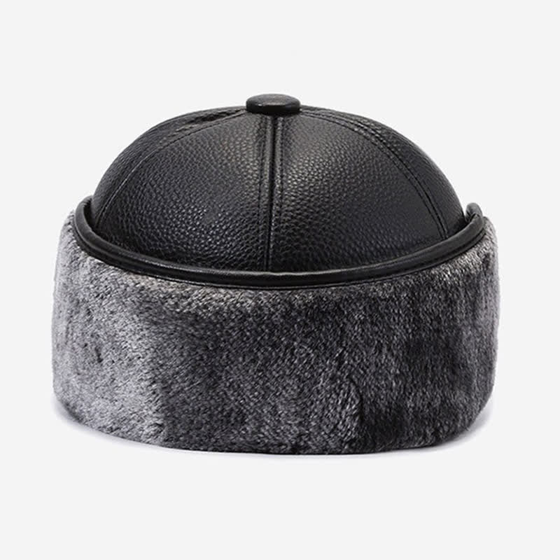 Cappello da baseball con paraorecchie in pile di pelle PU