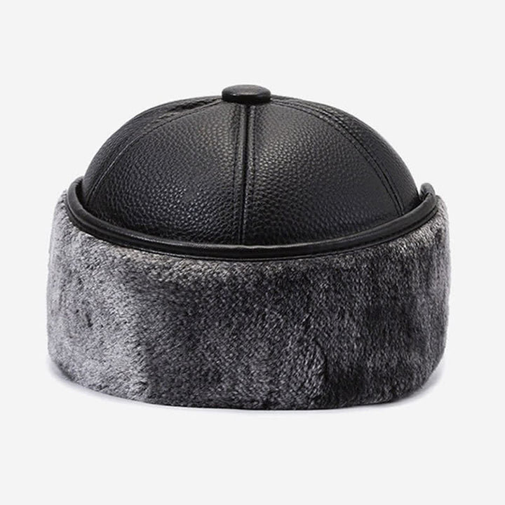 Cappello da baseball con paraorecchie in pile di pelle PU