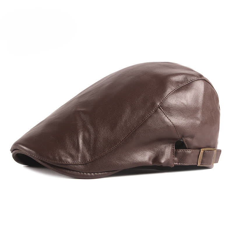 Cappello basco classico in pelle tinta unita Ivy - Caffè - Regolabile (21 5/8"-23 5/8") - image 10