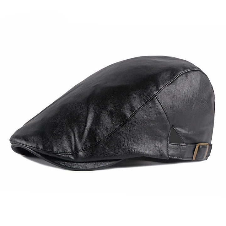 Cappello basco classico in pelle tinta unita Ivy - Nero - Regolabile (21 5/8"-23 5/8") - image 0