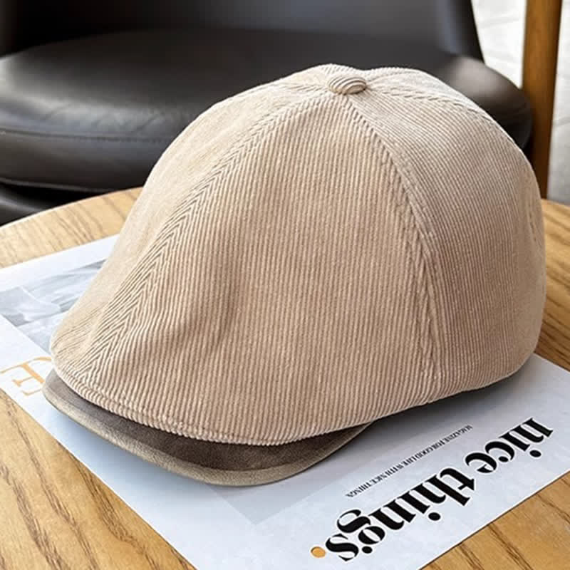 Cappello basco avanzato retrò in velluto a coste autunno inverno - image 2