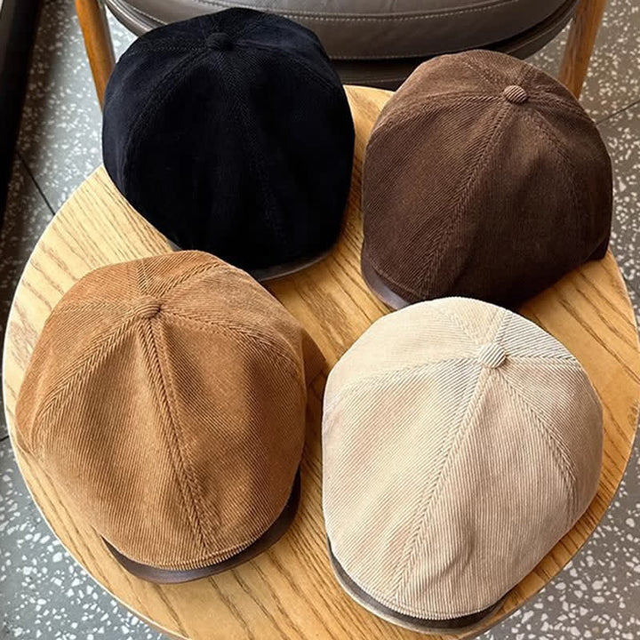Cappello basco avanzato retrò in velluto a coste autunno inverno - image 3
