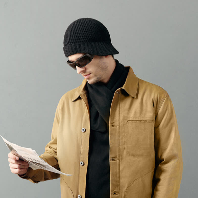 Comodo berretto elastico a tesa corta lavorato a maglia - image 3