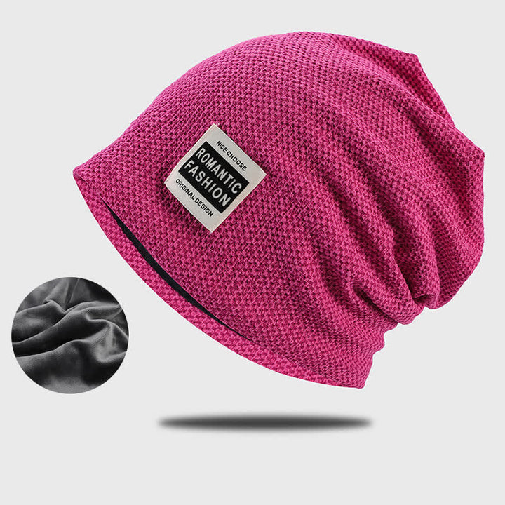 Berretto lavorato a maglia elasticizzato senza visiera casual - Addensare - Rosa caldo - Regolabile (21 1/4" - 23 5/8") - image 18