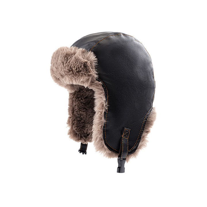 Cappello da pilota moderno, freddo, caldo e spesso, invernale - Nero - Regolabile (21 5/8" - 23 5/8") - image 4