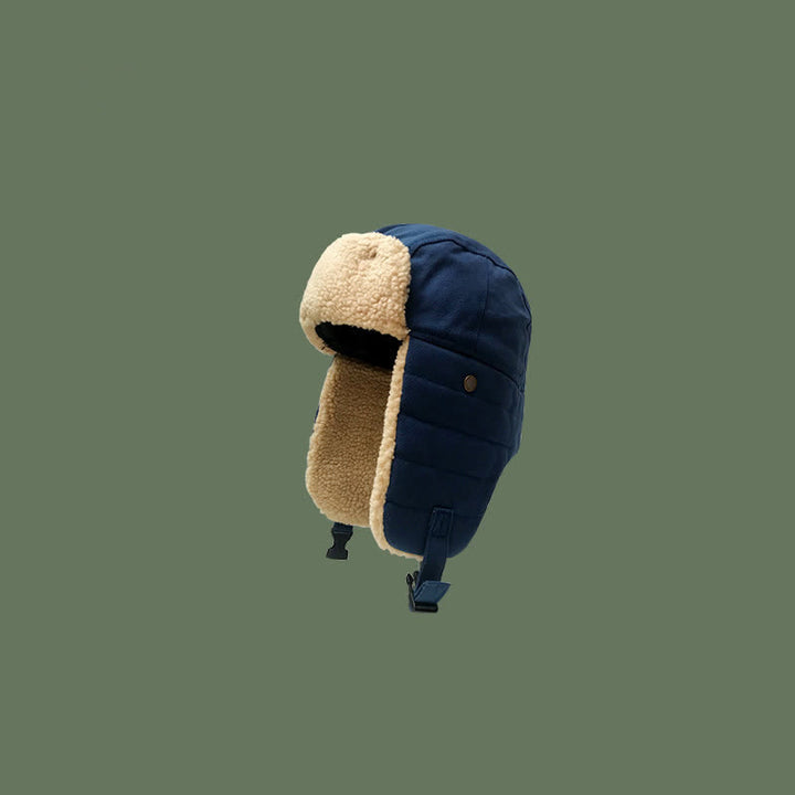 Cappello da pilota con paraorecchie in peluche tinta unita