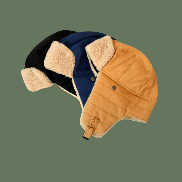 Cappello da pilota con paraorecchie in peluche tinta unita