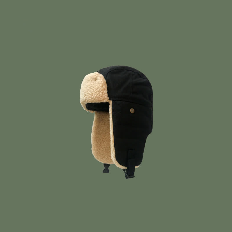 Cappello da pilota con paraorecchie in peluche tinta unita