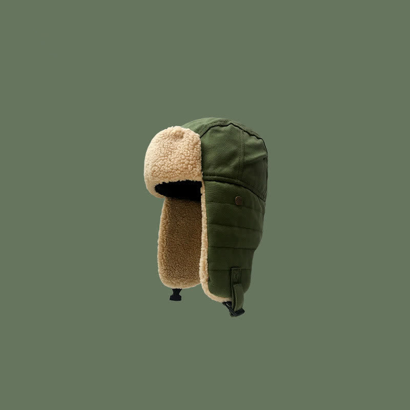 Cappello da pilota con paraorecchie in peluche tinta unita