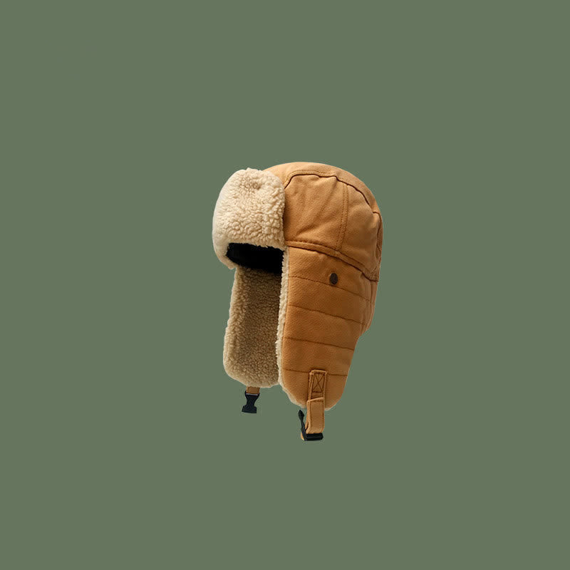 Cappello da pilota con paraorecchie in peluche tinta unita