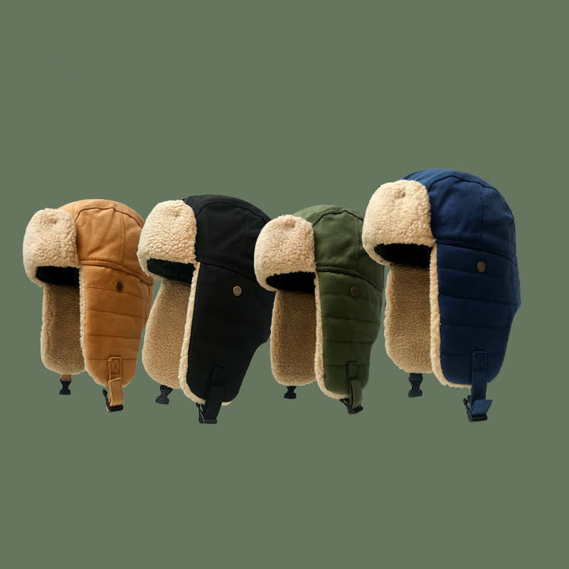 Cappello da pilota con paraorecchie in peluche tinta unita