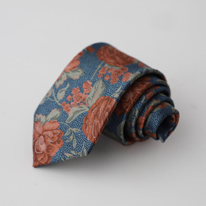 Cravatta floreale da uomo SteelBlue &amp; Red Rose