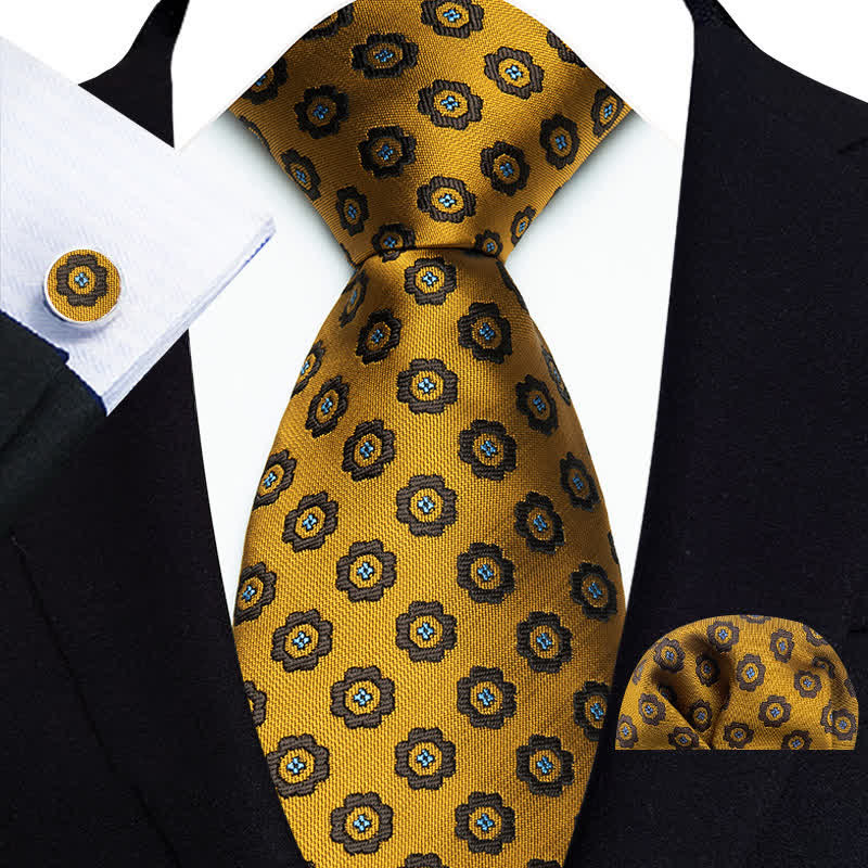 Set di 3 cravatte da uomo con piccoli fiori e pois alla moda