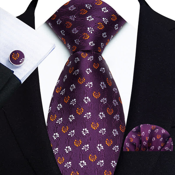 Set di 3 cravatte da uomo con piccoli pois floreali astratti