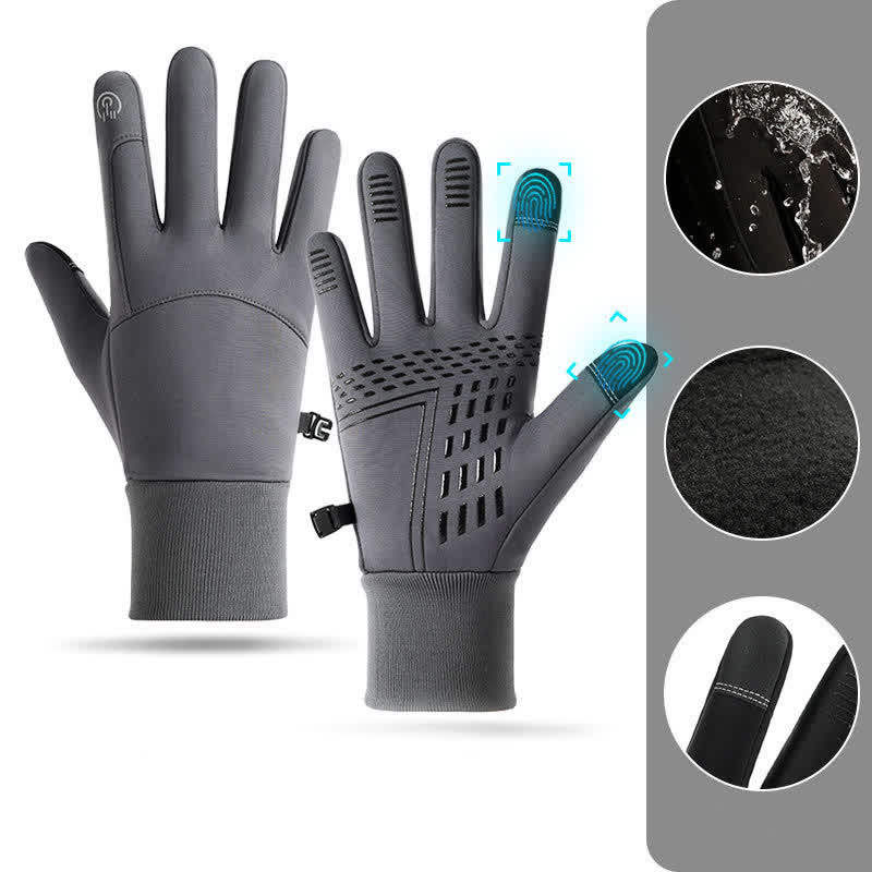 Guanti sportivi termici touchscreen resistenti al freddo - Grigio - Grande - image 0