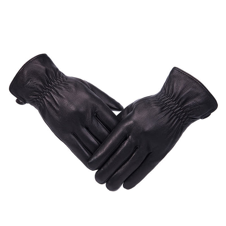 Guanti in pelle antiscivolo caldi con fodera in peluche
