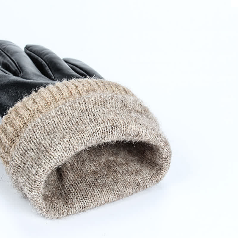 Guanti invernali alla moda in pelle di pecora spessa e vellutata