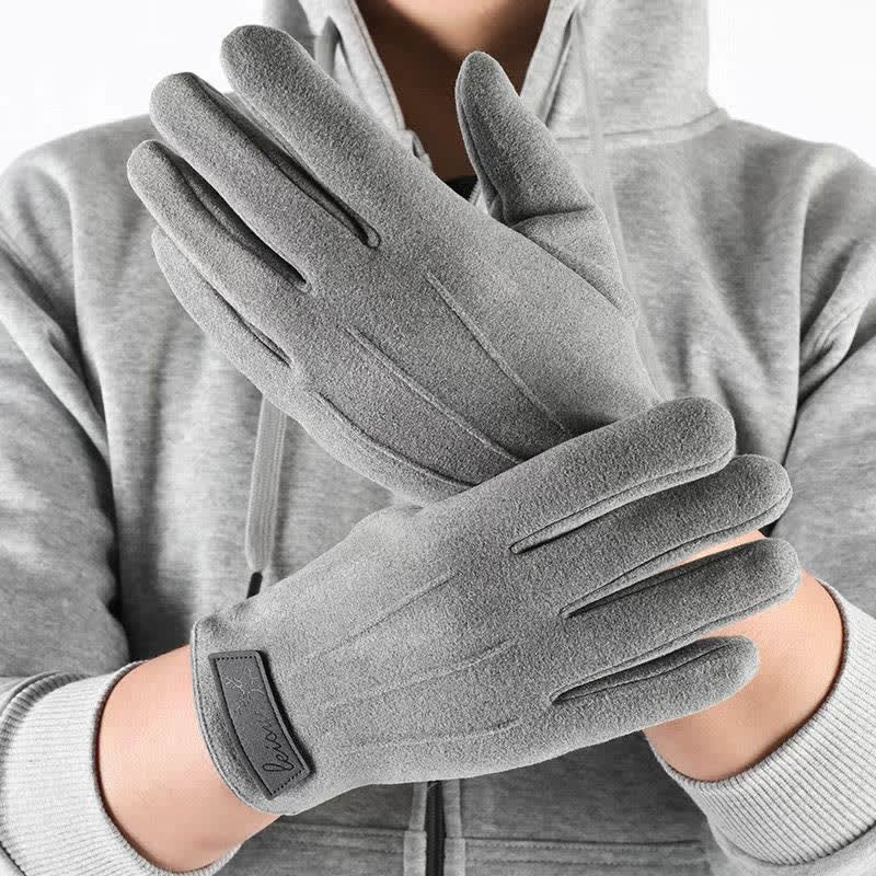 Guanti invernali con dita intere e touch screen antiscivolo - Grigio - image 10