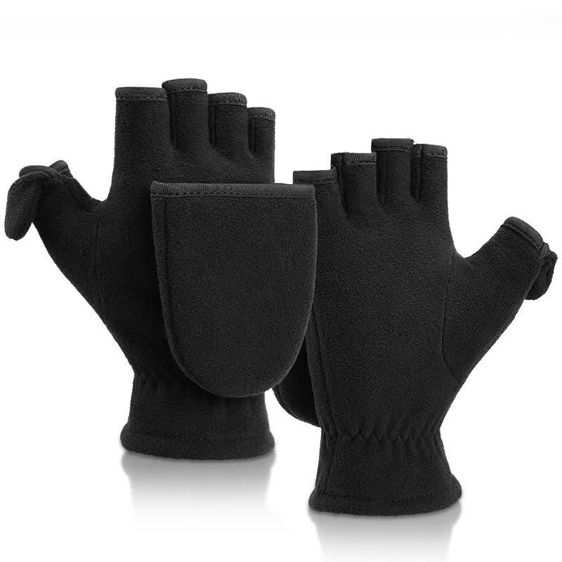 Guanti caldi con cappuccio convertibile nero