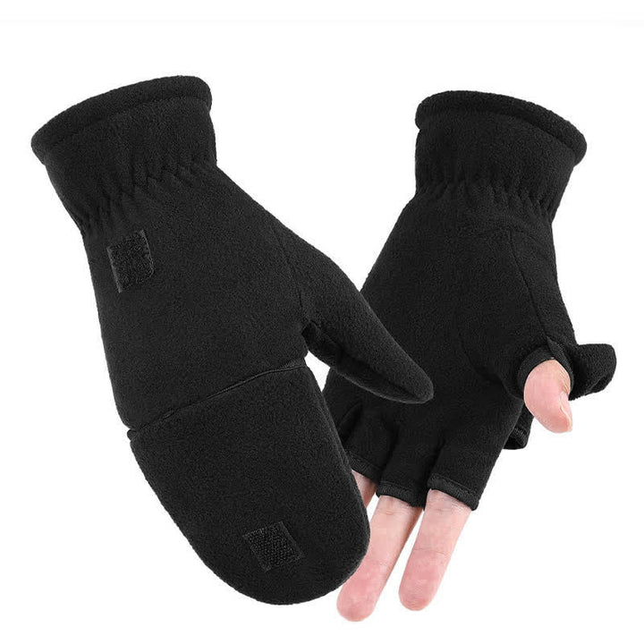 Guanti caldi con cappuccio convertibile nero
