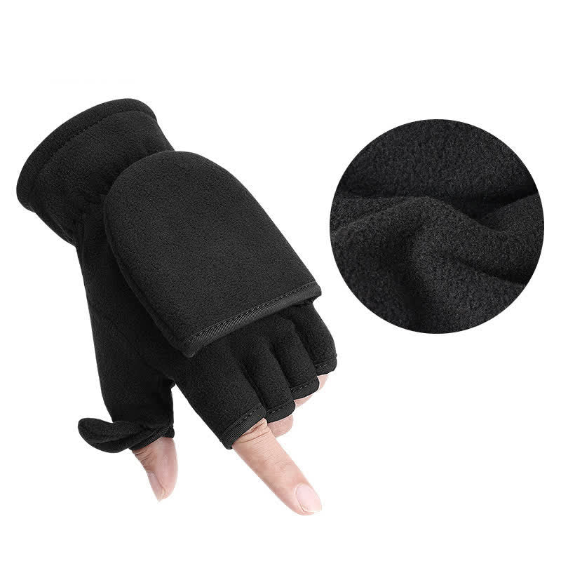 Guanti caldi con cappuccio convertibile nero