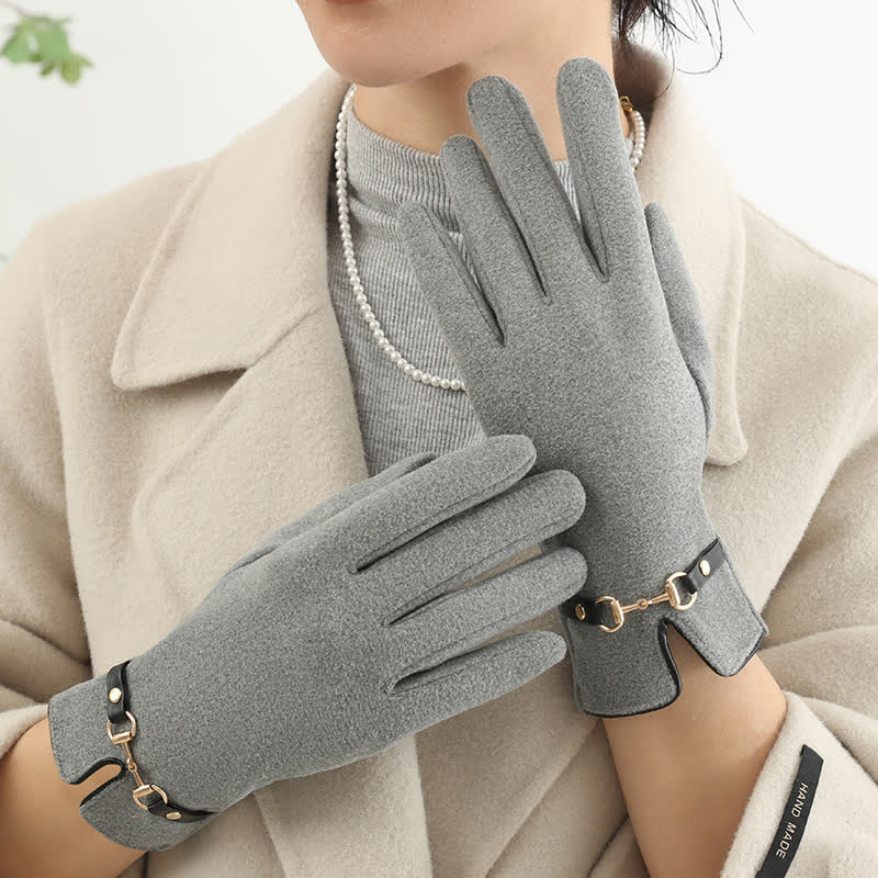 Guanti spessi in velluto e peluche Chain Plus da donna