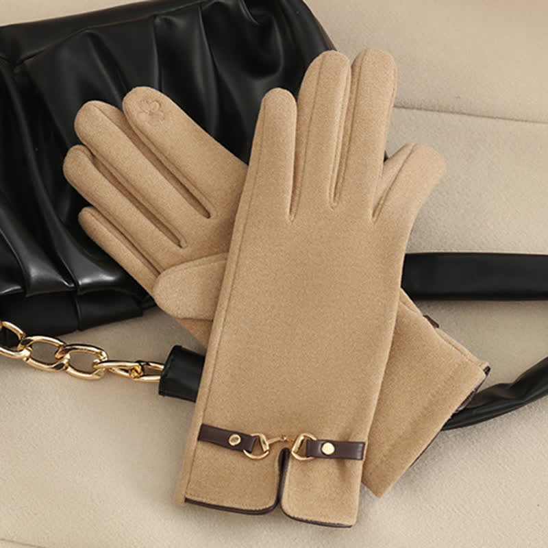 Guanti spessi in velluto e peluche Chain Plus da donna