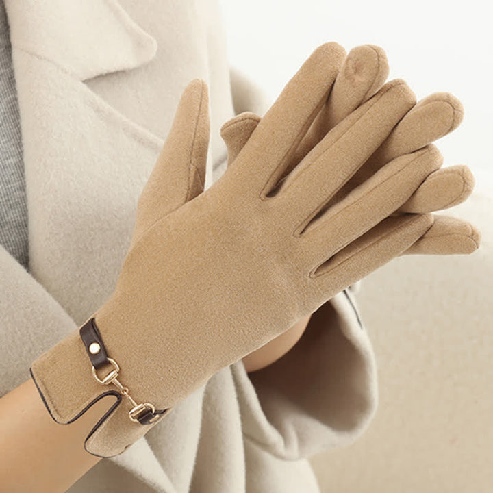 Guanti spessi in velluto e peluche Chain Plus da donna