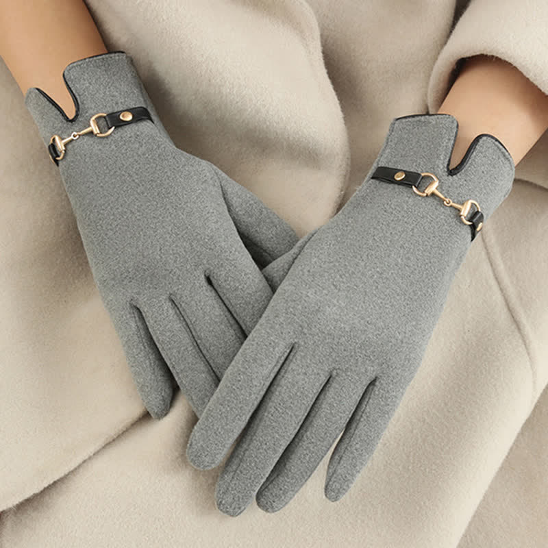 Guanti spessi in velluto e peluche Chain Plus da donna