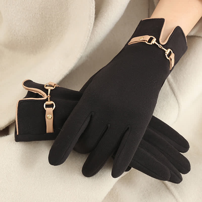 Guanti spessi in velluto e peluche Chain Plus da donna - Nero - image 12