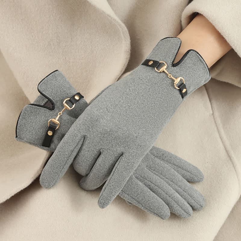 Guanti spessi in velluto e peluche Chain Plus da donna
