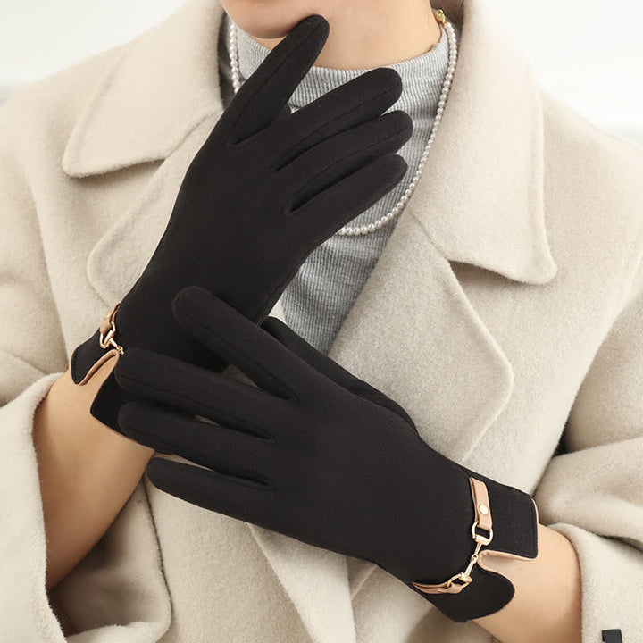Guanti spessi in velluto e peluche Chain Plus da donna
