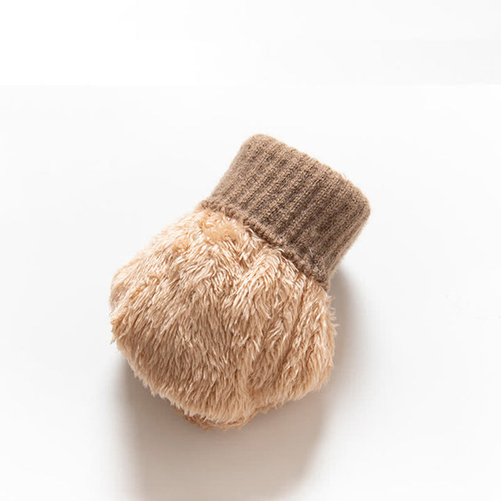 Guanti in maglia di pelliccia di alpaca calda e morbida di colore solido
