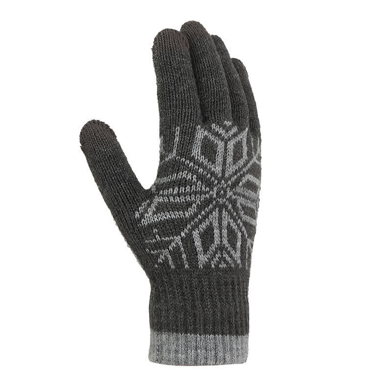 Guanti invernali in maglia spessa con motivo a fiocco di neve - image 10