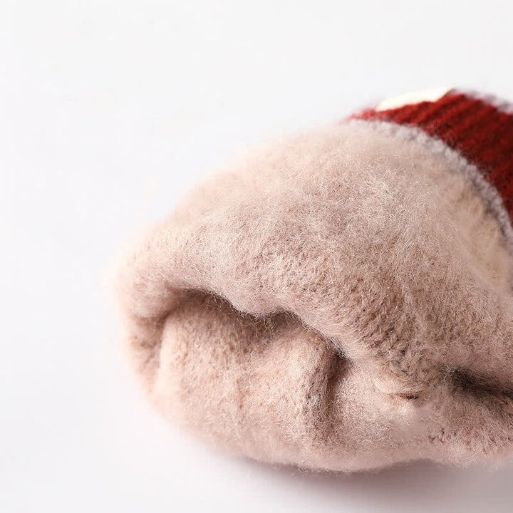 Guanti caldi in maglia elasticizzata con polsini jacquard a fiocco di neve