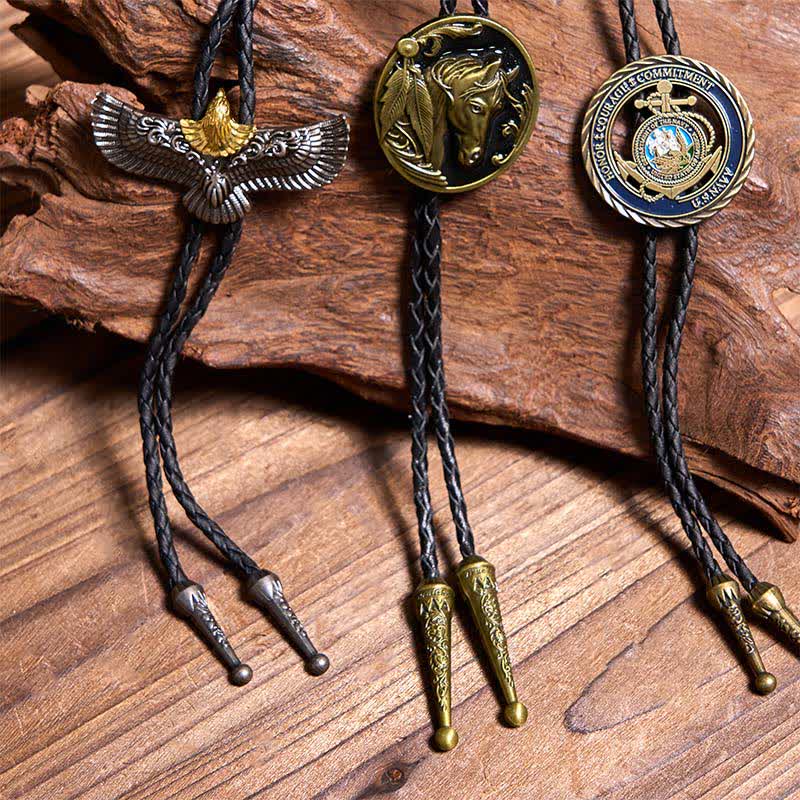 Set di cravatte Bolo con ancora blu navy e cavallo retrò Flying Eagle - image 4