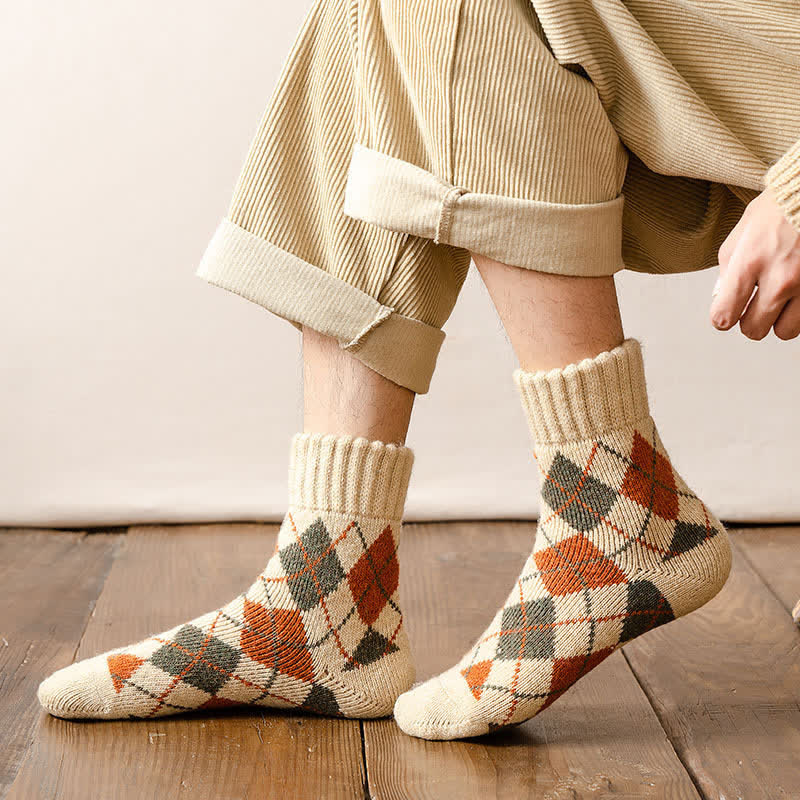 Calzini da uomo stile britannico con motivo a rombi - image 6