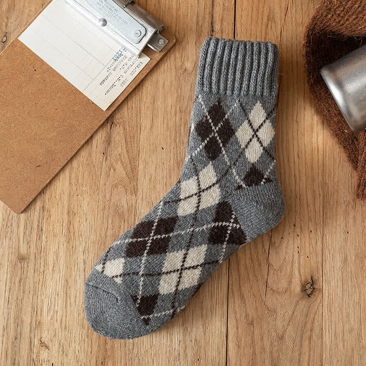 Calzini da uomo stile britannico con motivo a rombi - Grigio - 6 paia - Taglia unica (US 6.5 - US 10) - image 11
