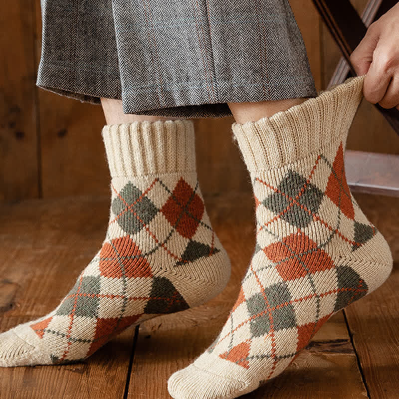 Calzini da uomo stile britannico con motivo a rombi - image 7