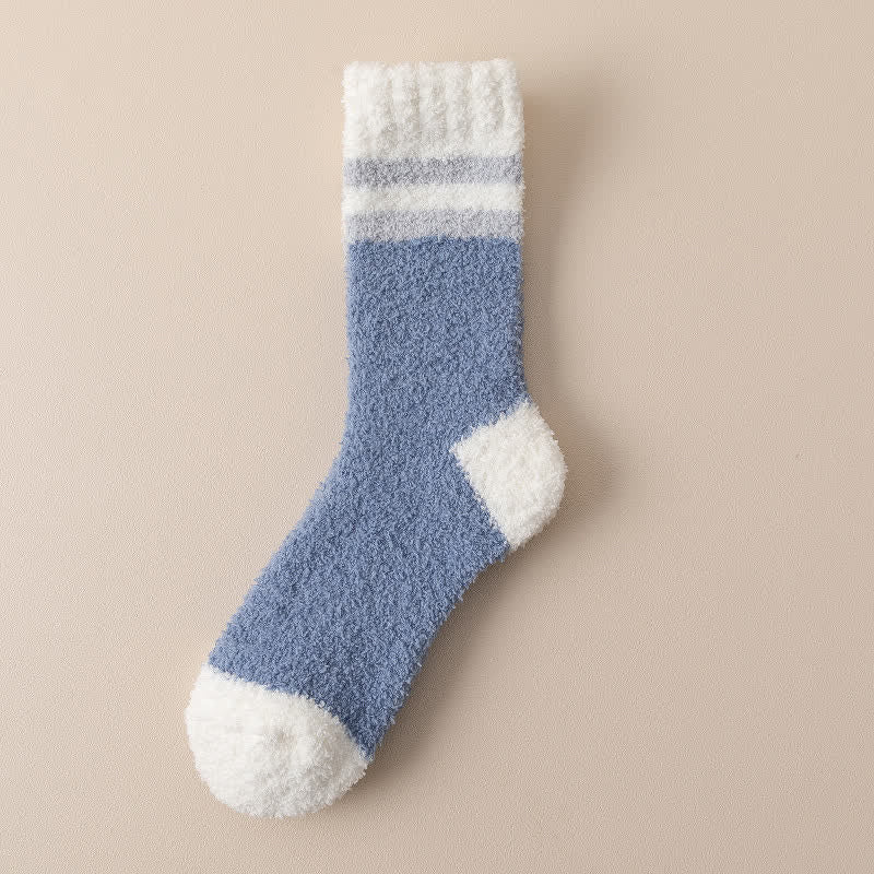 Calzini da notte in pile corallo a righe delicate da uomo - Blu - 6 paia - Taglia unica (US 6.5 - US 10) - image 13