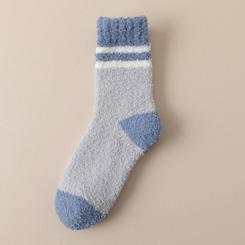 Calzini da notte in pile corallo a righe delicate da uomo - Grigio e blu - 6 paia - Taglia unica (US 6.5 - US 10) - image 14