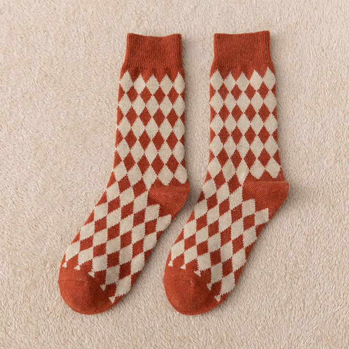 Calzini termici estetici caldi Argyle da donna - Arancia - 6 paia - Taglia unica (US 5.5 - US 8.5) - image 5