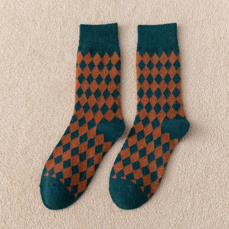 Calzini termici estetici caldi Argyle da donna - Verde - 6 paia - Taglia unica (US 5.5 - US 8.5) - image 8