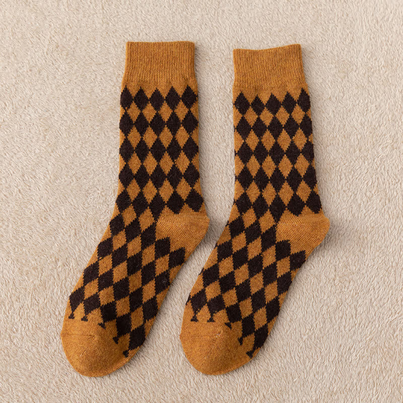 Calzini termici estetici caldi Argyle da donna - Giallo - 6 paia - Taglia unica (US 5.5 - US 8.5) - image 11