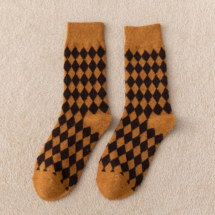 Calzini termici estetici caldi Argyle da donna - Giallo - 6 paia - Taglia unica (US 5.5 - US 8.5) - image 11